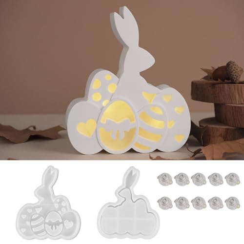 Silikonformen Gießformen Ostern, 4 Stück Osterier Silikonform Ostern mit Ballonlichter Osterhase Gipsform zum Gießen Giessformen Silikon Ostern Silikonform Frühling für Gips Kerzen Lichter (C) von Nexoria