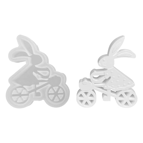 Silikonformen Gießformen Ostern, Osterhase Silikonform Ostern Kaninchen Silikonform Hase mit Fahrrad Gießform Hase Gips zum Gießen Silikonformen Ostern Silikon Gießform Ostern für Handwerk (E) von Nexoria