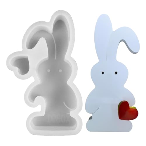 Silikonformen Gießformen Ostern, Silikonform Hase mit Herz Osterhase Silikonform Ostern Kaninchen Gießform Ostern Hase Gipsformen Ostern Giessformen Silikon Ostern Frühling für Handwork (A) von Nexoria