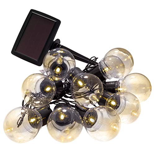 Lichterkette Solar 10 LED warm weiß Birnen Beleuchtung 3,7 Meter schwarzes Kabel Blinkfunktion Gartenbeleuchtung Solarlichterkette Außenlichterkette von Nexos Trading