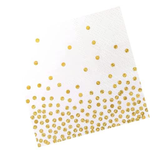 40 Stück Servietten Schwarz Gold Rosa Gold Glitzer Dots Papierservietten Paper Napkins für Deko Party,Geburtstag, Hochzeit und Feiertagsfeier 33 x 33cm (Gold) von Neylokfen