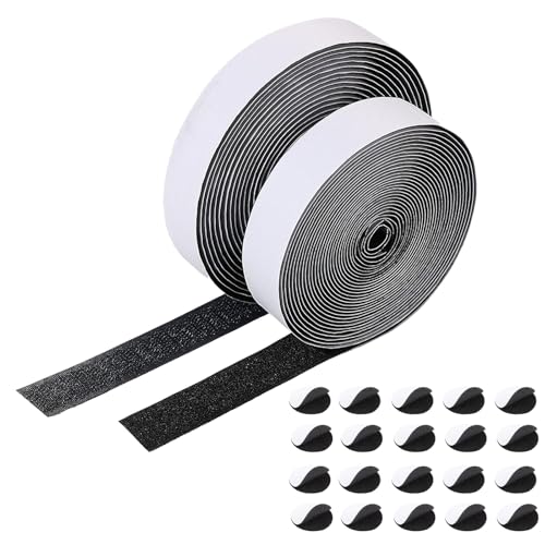 Klettband Selbstklebend Extra Stark 5 Meter Doppelseitig Klebende mit Klettverschluss 20mm Breit Selbstklebendes Klebepad Flauschband und Hakenband (schwarz) von Neylokfen