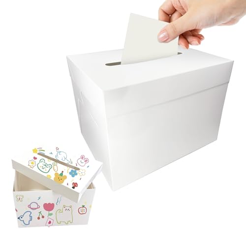 Neylokfen Kartenbox Hochzeitsbox Abnehmbarer Deckel Geldbox Geschenkbox Geschenkkartenbox kartenbox für Hochzeit Geburtstage Abschlussfeiern Babypartys (weiß) von Neylokfen