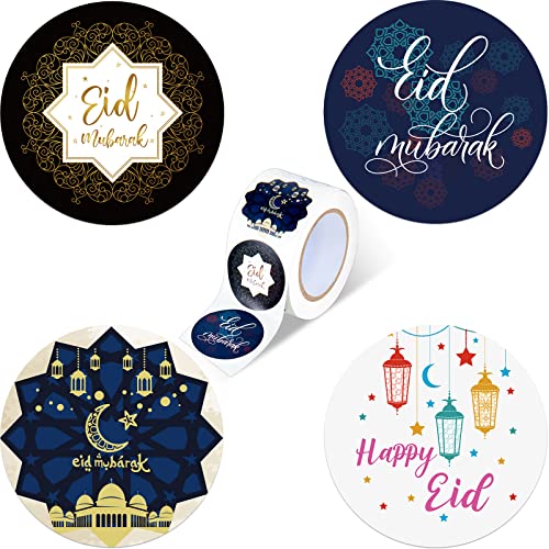 400 Stück Eid Mubarak Aufkleber Geschenktüte Kareem Aufkleber Ramadan Aufkleber Sticker Selbstklebende Eid Mubarak für Geschenkverpackung Runde Süßigkeiten Aufkleber (Klassischer Stil) von Nezyo