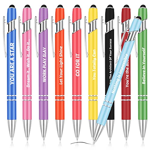 Nezyo 10 Bunte Kugelschreiber mit Inspirierenden Zitaten Personalisiert Bildschirm Touch Stylus Pen Metall Stifte Ermutigende Krankenschwester Stifte Motivationsstifte mit Schwarzer Tinte von Nezyo