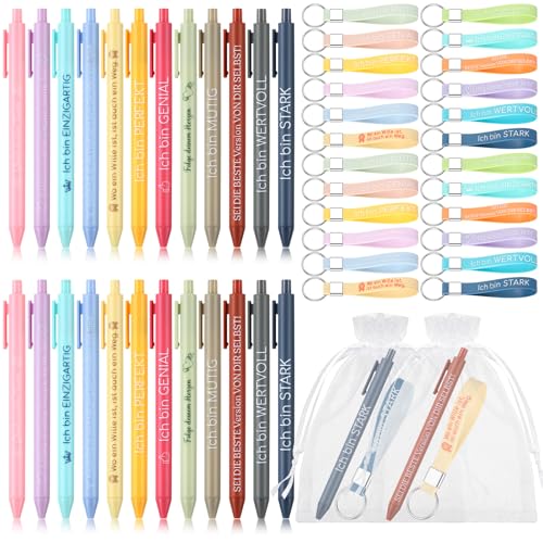 Nezyo 24 Sets Dankeschön Geschenke 24 Inspirierende Kugelschreiber 24 Danke Silikon Schlüsselanhänger 24 Weiße Organzabeutel Abschiedsgeschenke für Kollegen Mitarbeiter Lehrer Schüler Büro von Nezyo