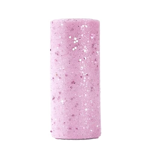 22m×15cm Pailletten Tüllstoff Geburtstagsfeier Hochzeit Dekoration Blumenstrauß Tüll Haarschmuck Rock DIY Stoff (Rosa) von Nhgkju