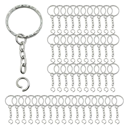 Nhujevkom Split -Ringe für Schlüsselanhänger, Schlüsselbund -Kit - Wiederverwendbarer Kettenring,100x tragbare Metallschlüsselkainer, multifunktionales Dangle -Zubehör für Telefon, Tasche, Geldbörse von Nhujevkom