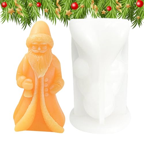 Nhujevkom Weihnachtsmann-Harzform, Weihnachtsmann-Silikonform - 3D-Weihnachtsmann-Kerzenform, antihaftbeschichtete Silikonform | Handgefertigte Harzform mit leicht zu lösendem Rucksack für Seife von Nhujevkom