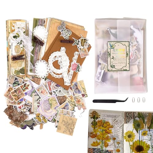 Vintage Scrapbooking Aufkleber Papier für Journaling Ästhetische Scrapbooking Aufkleber Papier Pack Stamping Craft Kits Dekorative Retro Blumen Journaling Supplies Kit für Scrapbook Journal von Nhujevkom