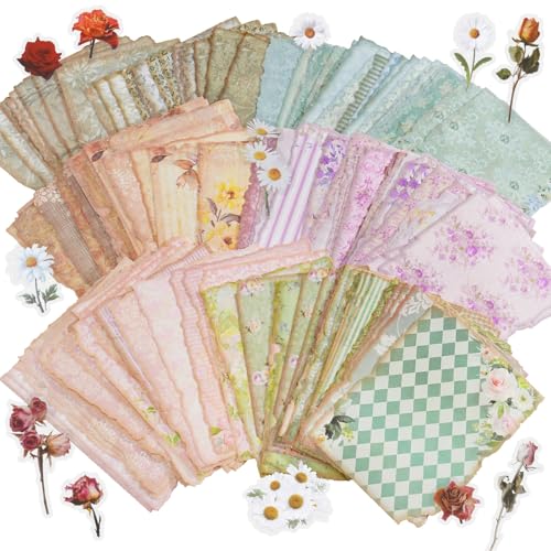 NiArt 180 Blätter Scrapbook Papier mit 34 Wunderschöne Floralen Stickern, Dekoratives Scrapbooking Papier für DIY Projekte, Kartenherstellung, Personalisierte Journale, Bilderrahmen（10x14 cm） von NiArt