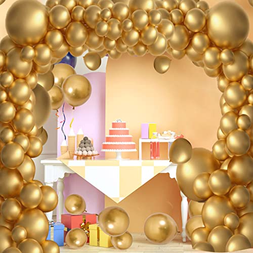 NiCoLa Metallic Gold Luftballons Packung mit 102 Stück Metallic Gold Latex Luftballons verschiedene Größen 45,7 cm 30,5 cm 25,4 cm 12,7 cm für Geburtstag Abschluss Geschlecht Enthüllung von NiCoLa