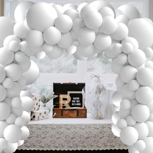 NiCoLa Weiße Luftballons, 102 Stück, weiße Luftballons, Bogen-Set, verschiedene Größen, weiße Latexballons, 45,7 cm, 30,5 cm, 25,4 cm, 12,7 cm, für Verlobung, Hochzeit, Geburtstag von NiCoLa