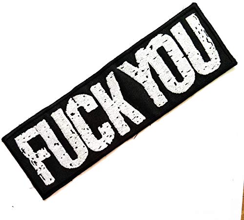 Nipitshop Aufnäher schwarz Fuck You Funny Words Patch Words Joyful Motorrad Biker Patch bestickt Aufbügler für Kleidung Rucksäcke T-Shirt Jeans Rock Westen Schal Hut Tasche von NiPitShop Text Funny words Motorcycle Biker Patch