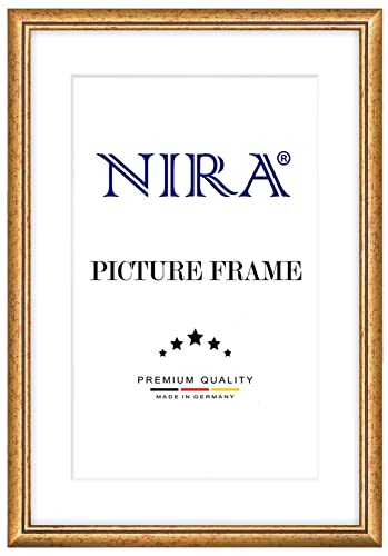 NiRa Massiv Holz Bilderrahmen 10 x 15 cm in Bordeaux Rot Gold | Farbe und Größe wählbar | Rahmen für Poster | Puzzle | Foto collage HD069 von NiRa