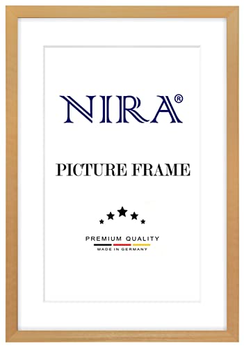NiRa Massiv Holz Bilderrahmen 14,8 x 21 cm DIN A5 in Gold | Außenkante in Schwarz | Farbe und Größe wählbar | Rahmen für Poster | Puzzle | Foto collage HD052 von NiRa