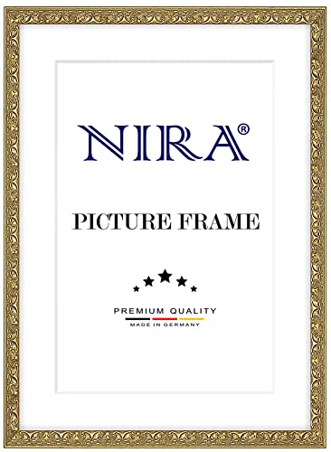 NiRa Massiv Holz Bilderrahmen 15 x 30 cm in Alt-Gold | Farbe und Größe wählbar | Rahmen für Poster | Puzzle | Foto collage HD109 von NiRa