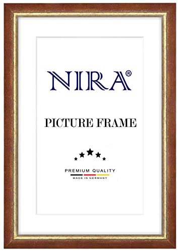 NiRa Massiv Holz Bilderrahmen 16 x 22 cm in Rot Gold | Farbe und Größe wählbar | Rahmen für Poster | Puzzle | Foto collage HD057 von NiRa