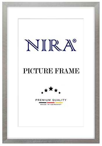 NiRa Massiv Holz Bilderrahmen 18 x 28 cm in Silber Grau | Farbe und Größe wählbar | Rahmen für Poster | Puzzle | Foto collage HD053 von NiRa