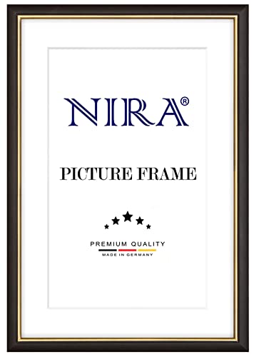 NiRa Massiv Holz Bilderrahmen 20 x 25 cm in Schwarz Gold | Farbe und Größe wählbar | Rahmen für Poster | Puzzle | Foto collage HD065 von NiRa