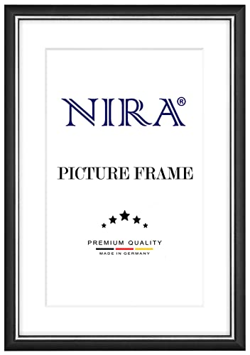 NiRa Massiv Holz Bilderrahmen 24 x 32 cm in Schwarz Silber | Farbe und Größe wählbar | Rahmen für Poster | Puzzle | Foto collage HD064 von NiRa