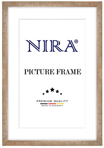 NiRa Massiv Holz Bilderrahmen 40 x 60 cm in Bronze-Braun | Außenkante in Schwarz | Farbe und Größe wählbar | Rahmen für Poster | Puzzle | Foto collage HD100 von NiRa