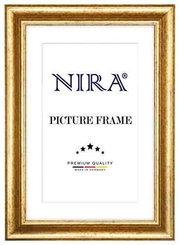 NiRa Massiv Holz Bilderrahmen 50 x 70 cm in Bordeaux Gold | Farbe und Größe wählbar | Rahmen für Poster | Puzzle | Foto collage HD050 von NiRa