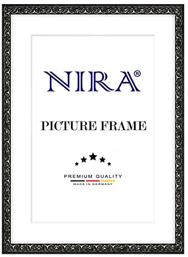 NiRa Massiv Holz Bilderrahmen 60 x 80 cm in Alt-Schwarz Silber | Farbe und Größe wählbar | Rahmen für Poster | Puzzle | Foto collage HD112 von NiRa