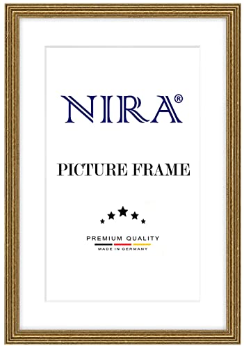NiRa Massiv Holz Bilderrahmen Barock Antik 26 x 34 cm in Alt-Gold | Farbe und Größe wählbar | Rahmen für Poster | Puzzle | Foto collage HD089 von NiRa