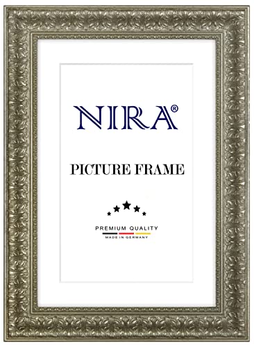 NiRa Massiv Holz Bilderrahmen Barock Rokoko 22 x 32 cm in Alt-Silber | Farbe und Größe wählbar | Rahmen für Poster | Puzzle | Foto collage HD095 von NiRa