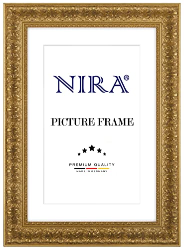 NiRa Massiv Holz Bilderrahmen Barock Rokoko 60 x 80 cm in Alt-Gold | Farbe und Größe wählbar | Rahmen für Poster | Puzzle | Foto collage HD094 von NiRa