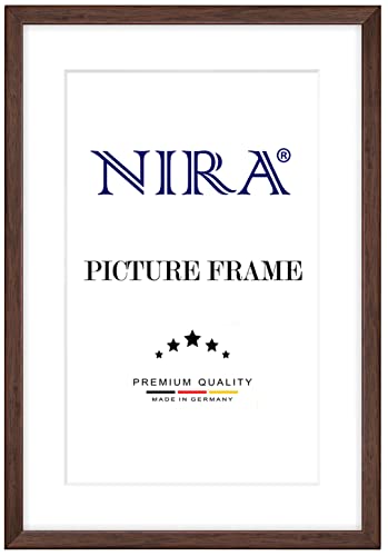 NiRa Massiv Holz Bilderrahmen Schmal 14,8 x 21 cm DIN A5 in Braun | Farbe und Größe wählbar | Rahmen für Poster | Puzzle | Foto collage HD074 von NiRa