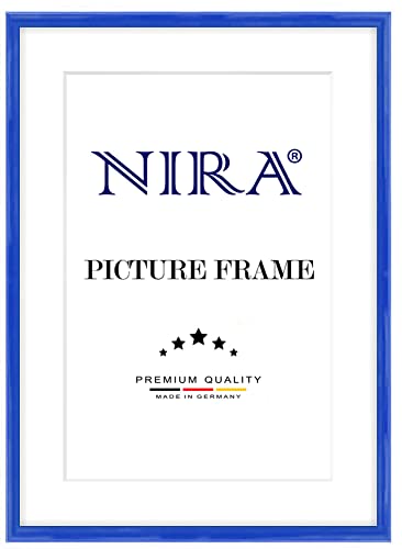 NiRa Massiv Holz Bilderrahmen Schmal 15 x 20 cm in Hell-Königsblau Hochglanz | Farbe und Größe wählbar | Rahmen für Poster | Puzzle | Foto collage HD117 von NiRa