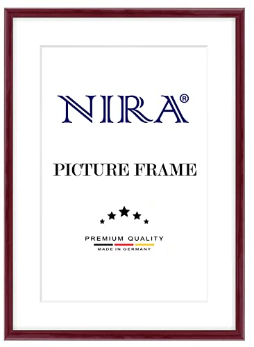 NiRa Massiv Holz Bilderrahmen Schmal 17 x 23 cm in Bordeaux-Rot Hochglanz | Farbe und Größe wählbar | Rahmen für Poster | Puzzle | Foto collage HD116 von NiRa