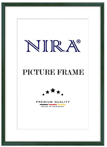 NiRa Massiv Holz Bilderrahmen Schmal 18 x 23 cm in Dunkel-Grün Hochglanz | Farbe und Größe wählbar | Rahmen für Poster | Puzzle | Foto collage HD122 von NiRa