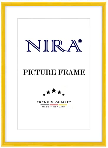 NiRa Massiv Holz Bilderrahmen Schmal 19 x 25 cm in Gelb Hochglanz | Farbe und Größe wählbar | Rahmen für Poster | Puzzle | Foto collage HD114 von NiRa