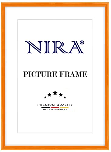 NiRa Massiv Holz Bilderrahmen Schmal 20 x 30 cm in Orange Hochglanz | Farbe und Größe wählbar | Rahmen für Poster | Puzzle | Foto collage HD121 von NiRa