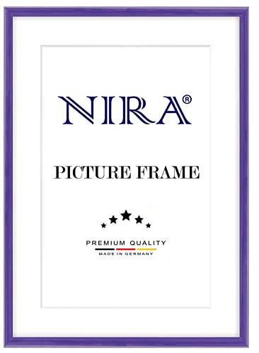NiRa Massiv Holz Bilderrahmen Schmal 21 x 29,7 cm DIN A4 in Lila Hochglanz | Farbe und Größe wählbar | Rahmen für Poster | Puzzle | Foto collage HD125 von NiRa