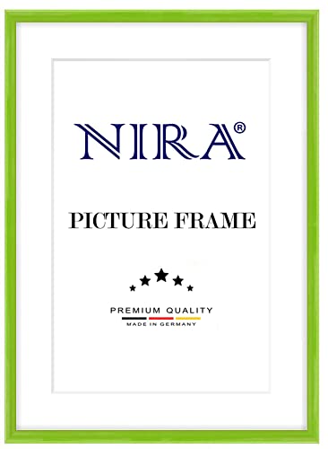 NiRa Massiv Holz Bilderrahmen Schmal 29,7 x 42 cm DIN A3 in Hell-Grün Hochglanz | Farbe und Größe wählbar | Rahmen für Poster | Puzzle | Foto collage HD120 von NiRa