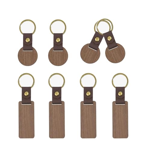 Niaciswe Holz Schlüsselanhänger Beschriftbar Blanko 8 Stück Blanko Schlüsselanhänger Holz DIY Wooden Keychain Schlüsselring Gravur Rohlinge Holz Schlüsselanhänger DIY Schlüsselringe Rohlinge von Niaciswe