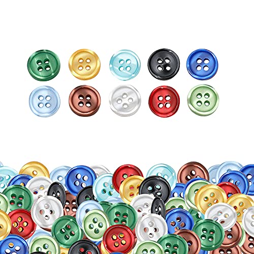 Niaciswe Knöpfe 250 Stück Bunte Knöpfe Knopfsortiment Knoepfe Fuer Keidung Knöpfe Basteln Kleine Knöpfe Knöpfe zum Nähen Buttons Rund Kunststoff Batelknöpfe Craft Harz Knöpfe zum ​DIY Basteln von Niaciswe