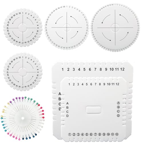 Niaciswe Kumihimo Disk Schaum 7 Stück Flechtscheibe Runde Quadratische Kumihimo Scheiben Quadratische Flechtscheibe Quadrat Kumihimo Weben Disc Rund quadratisch Scheibe Geflecht Hand Flechtscheibe von Niaciswe