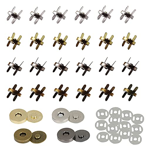 Niaciswe Magnetknopf 40 Stück Magnetische Knöpfe 14 mm Magnetverschluss Druckknöpfe zum Annähen Druckknopf DIY Magnetknöpfe Taschenverschlüsse 4 Farben Magnetverschluss für DIY Basteln Geldbörsen von Niaciswe