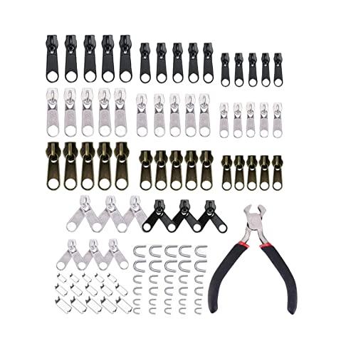 Niaciswe Reißverschluss-Reparatur-Set 100-teiliges Reisverschlussreparaturset Zipper Reißverschluss-Montagewerkzeug Reissverschluss Reparatur mit Installieren Sie Zangen für Schlafsack Kleidung von Niaciswe