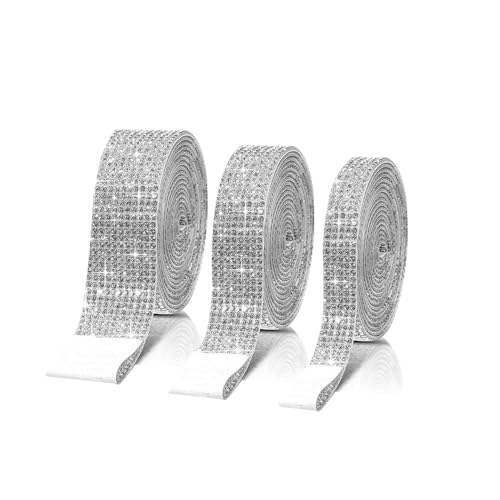 Niaciswe Strassband Selbstklebende 3 Rollen Diamantband Selbstklebend kristall strass diamant band Selbstklebende Kristall Strass Diamant Band DIY Strass Diamant Band Selbstklebend Diamant Bling Band von Niaciswe