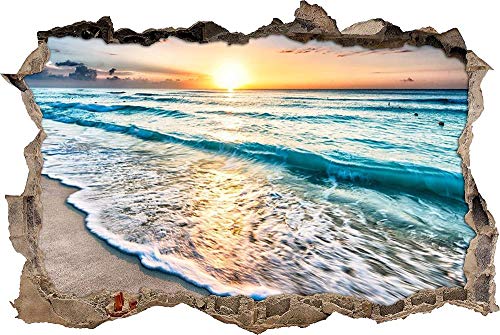 Wandtattoo Wandsticker Wandaufkleber 3D-Effekt Durchbruch wundervoller Sonnenuntergang am Meer für Babyzimmer Kinderzimmer 60x90cm von Nian