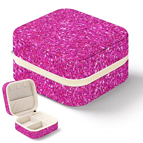 Schmuck-Organizer, Schmuckschatulle, kleines Reise-Schmuckkästchen, Ohrringe, Schmuckaufbewahrung, Organizer, tragbar, Hot Pink, Schmuckschatullen für Damen und Mädchen von Niapessel