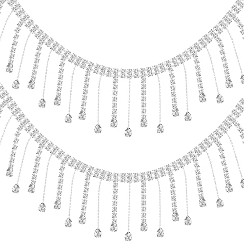 2 Yard Strassband Tassel Chain, Quaste Glas Kristall Strass Ketten, Fransen Bling Diamante Diamond Trim Ribbon für Hochzeitskleid Dekoration, Basteln & Modische Applikationen von Niboken