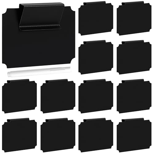 Etikettenhalter Clip, 20 Stück Korb Etiketten Clips mit 1 Whiteboard-Stift, Abnehmbare Kreidetafel Label Halter für Lagerung Körbe Aufbewahrungsbehälter Organisationsbox, Schwarz von Niboken