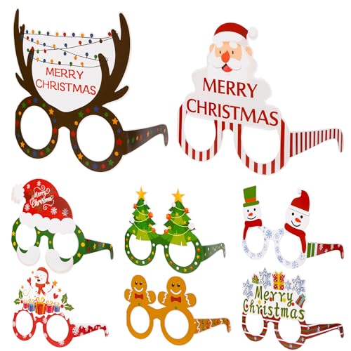 Niboken 16pcs Weihnachten Brille Rahmen Papier Set Zubehör Masken Foto Requisiten für Kinder und Erwachsene Lustige Weihnachsparty Kostüm Kreative Dekorationen Spielzeug von Niboken